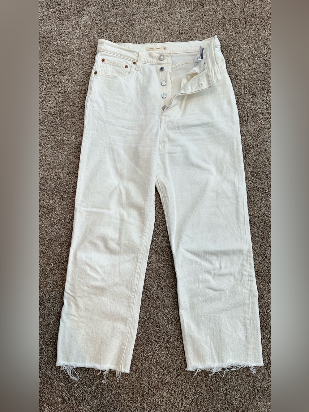 Levi's Ribcage Straight Ankle Ecru/White Jeans